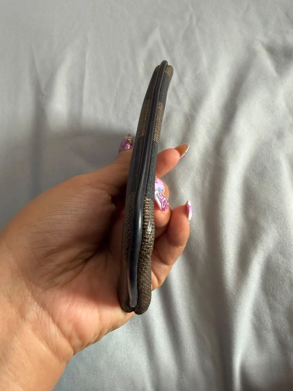 Fendi Brown & Black Striped Zip Card Case